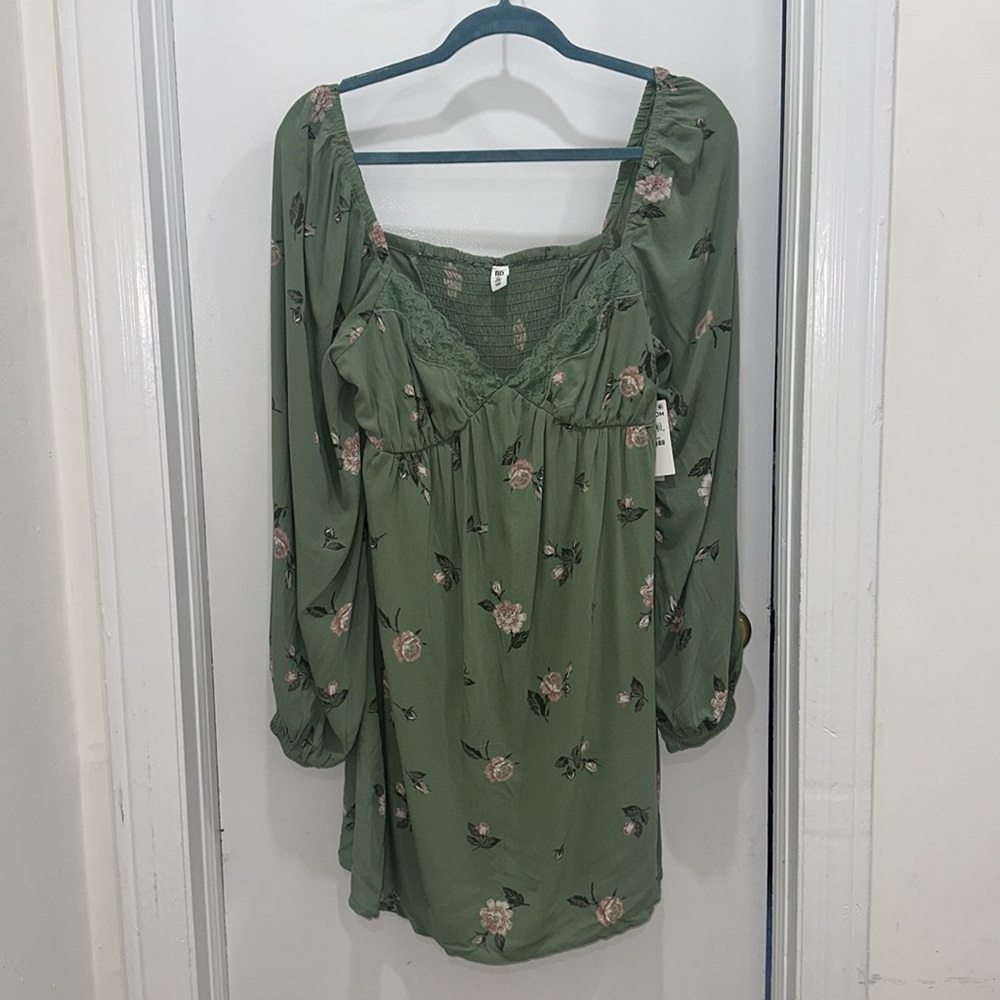 NWT Green and pink floral BP baby doll dress sz Small